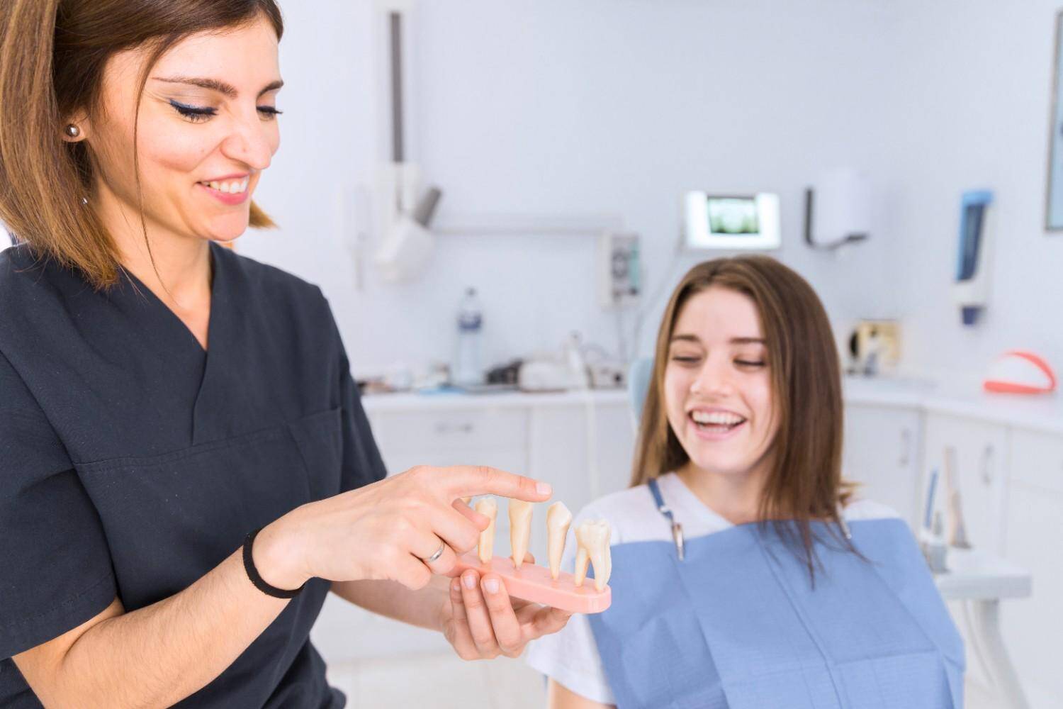 Dental professional explaining tooth health